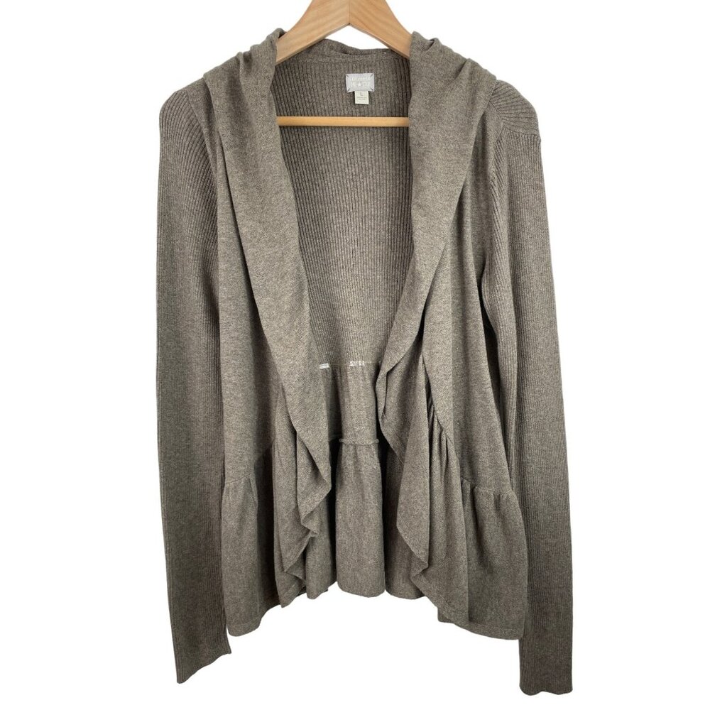 Converse One Star Brown Open Front Cardigan Sweater Womens SIze Large